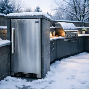 Frigo d'extérieur sous la neige