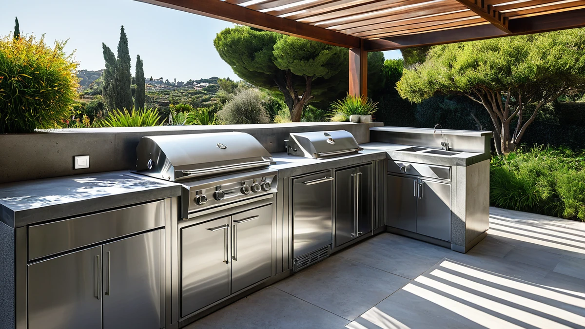 Cuisine d'été en béton ciré ou en inox : quel matériau choisir ?
